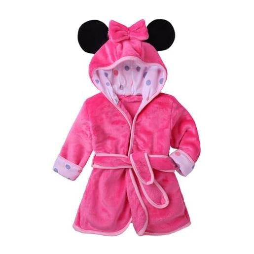 ExaRp accappatoio a poncho con cappuccio rosa minnie girl anime accappatoio vestaglia da notte ad asciugatura rapida per ragazze, rosa, 100 cm