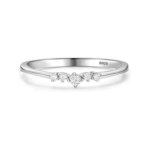 Whoiy anello argento donna, gioielli anelli 925 sterline d'argento zircone tondo forma regalo di festa anello taglia 17