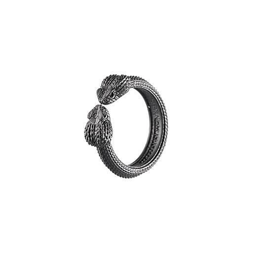 COPPERTIST.WU anello serpente a doppio teste singolo strato, anelli di coppia vintage gotici, gioielli regali per gli amanti dei rettili (placcato nero, 54)