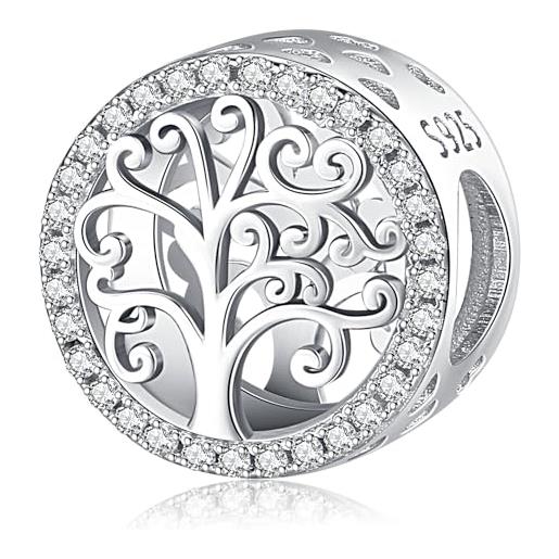 Aniu charm in argento sterling 925 donne perline charm con 5a zirconia compatibile per pandora europeo bracciali, argento sterling