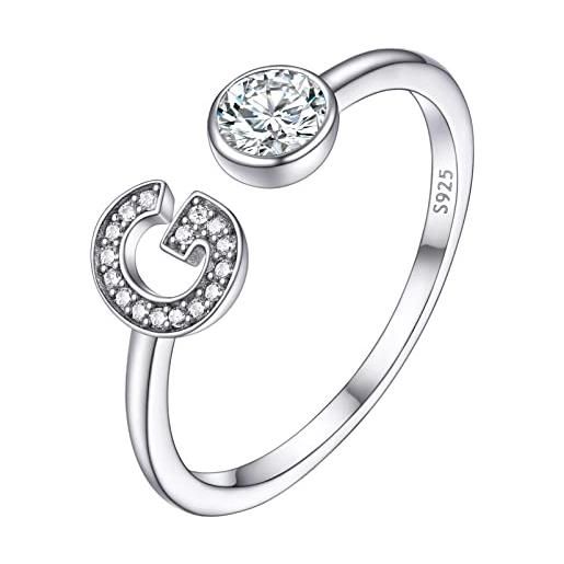 PROSILVER anello argento 925 donna regolabile regolabile anello argento lettera g g anello con in iziali donna festa mamma