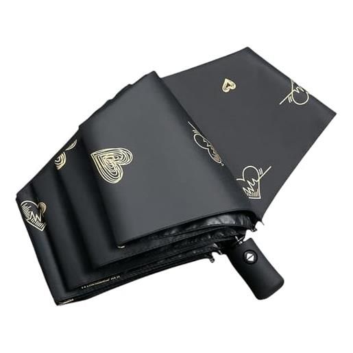 MdybF ombrello ombrello completamente automatico per pioggia e lucentezza con rivestimento nero resistente al sole ombrello leggero-cuore - nero