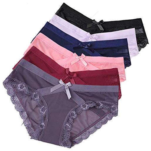 Zooma 4 pezzi donne mutande donna sexy panties trasparenti fiore pizzo cotone intimo slip brief culotte traspirante lingerie per donne