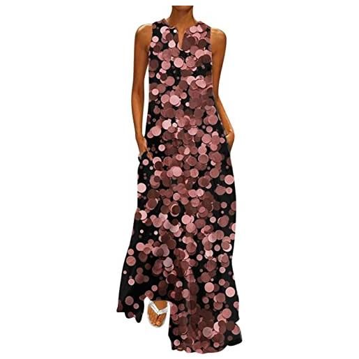 Xmiral pantaloncini sottogonna donna antisfregamento gonna tennis donna con pantaloncino vestito donna lungo elegante abito estivo donna cotone leggero (3xl, 10-rosa)