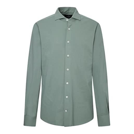 Hackett London piqué essenziale camicia, verde, xl uomo