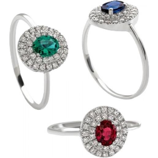 Giorgio Visconti anello in oro bianco, diamanti 0,21 ct e smeraldo 0,31 ct