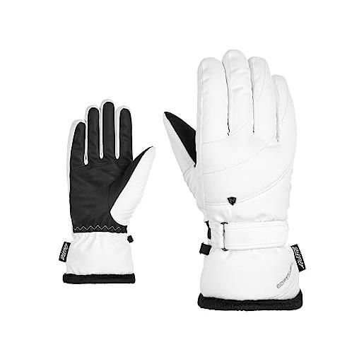 Ziener kahli guanti da sci da donna/sport invernali | primaloft, fodera in peluche, bianco, 8