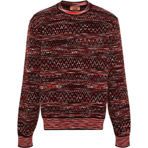 Missoni maglione girocollo con motivo zigzag - rosso