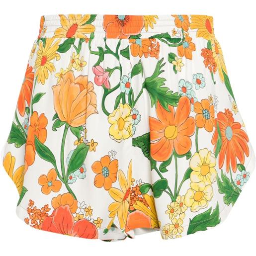Stella McCartney shorts sportivi a fiori - arancione