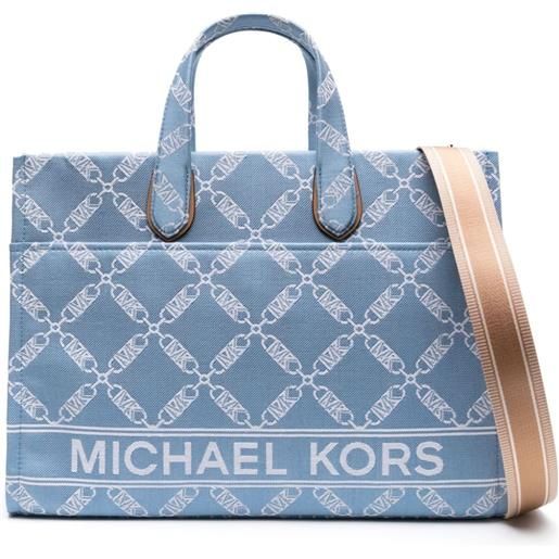 Michael Michael Kors borsa tote denim con monogramma jacquard - blu