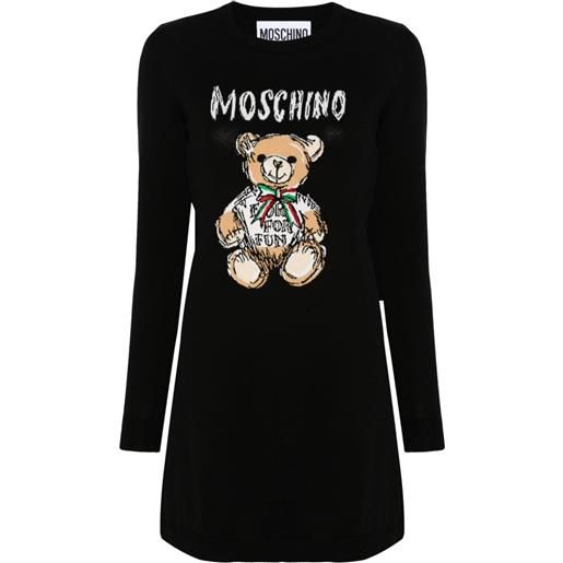 Moschino abito corto con motivo teddy bear - nero