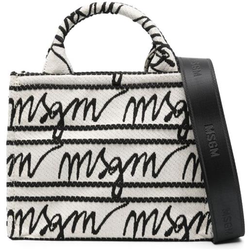 MSGM borsa tote con logo jacquard - toni neutri