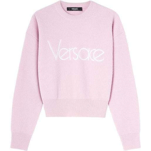 Versace maglione re-edition con ricamo 1978 - rosa
