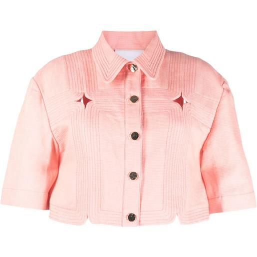 Acler camicia crop briar con cut-out - rosa