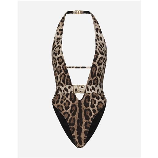 Dolce & Gabbana costume intero stampa leopardo con cintura