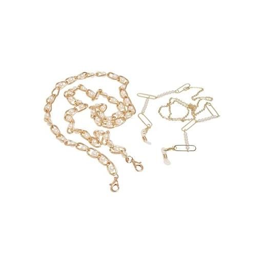Urban Classics collana unisex multifunzione, con perle, confezione da 2 pezzi, colore oro, taglia unica