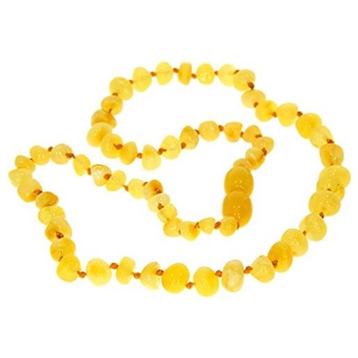SilverAmber Jewellery - collana in ambra baltica - limone - lucida - perle di ambra genuina al 100% - massima qualità - dimensione: 36 cm - nbarlem36