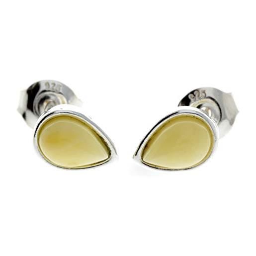 SilverAmber Jewellery m638 - orecchini a goccia in argento sterling 925 con ambra baltica, per donna o ragazza, colore: verde cognac e limone, pietra, ambra