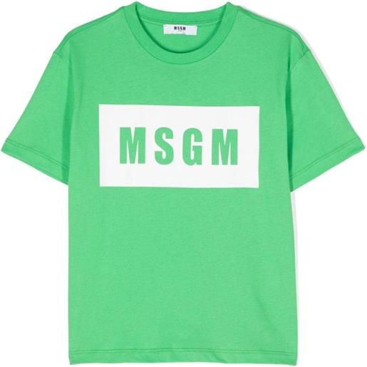 Msgm kids t-shirt in cotone verde