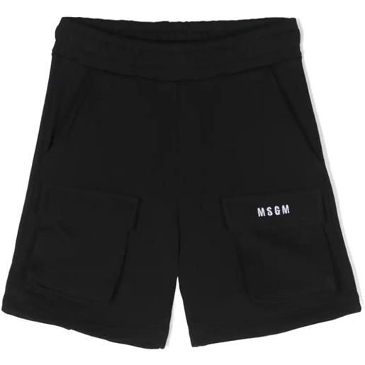 Msgm kids shorts in cotone nero