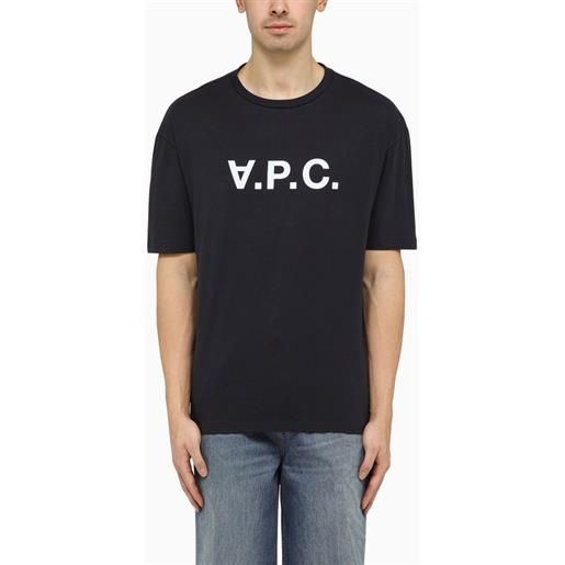 A.P.C. t-shirt girocollo navy con logo