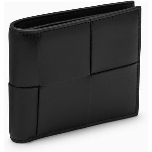 Bottega Veneta portafoglio bi-fold intrecciato nero