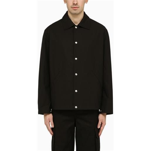 Jil Sander giacca-camicia nera con logo