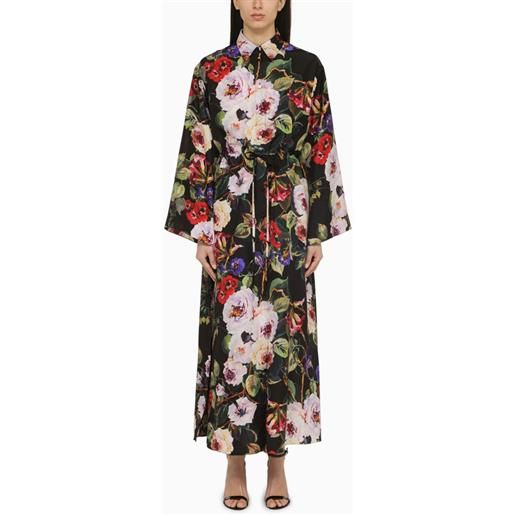 Dolce&Gabbana abito chemisier stampa roseto in seta