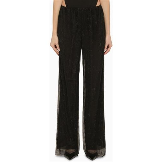 Philosophy pantalone nero in tulle con strass