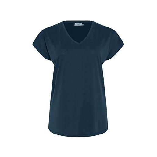 Kaffe Curve women's plus size t-shirt blouse v-neck short sleeves basic camicetta, midnight marine, m da donna