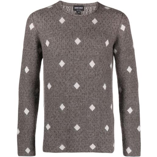 Giorgio Armani maglione girocollo con effetto jacquard - marrone