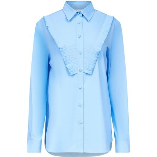 AREA camicia con pettorina plissettata - blu