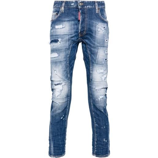 Dsquared2 jeans slim con effetto vissuto tidy biker - blu