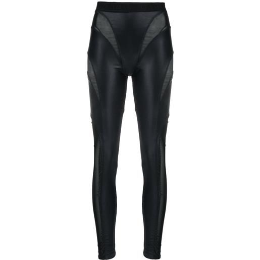 Versace Jeans Couture leggings in finta pelle con inserti - nero