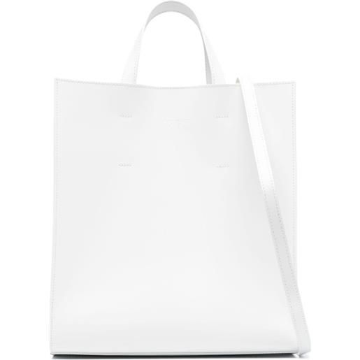 MSGM borsa tote con logo goffrato - bianco