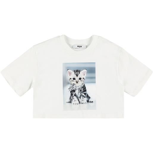 MSGM t-shirt cropped in jersey di cotone