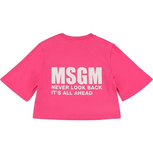 MSGM t-shirt cropped in jersey di cotone