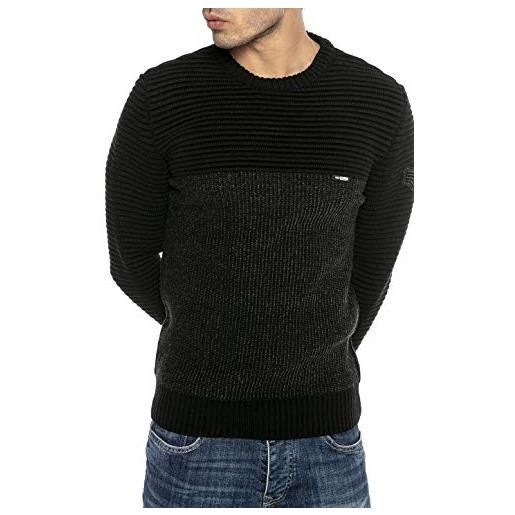 Redbridge maglione da uomo felpa lavorata a maglia pullover scollo rotondo nero m