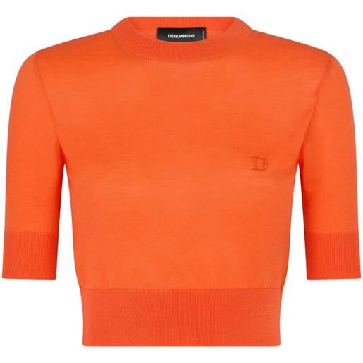 Dsquared2 maglione crop con ricamo - arancione