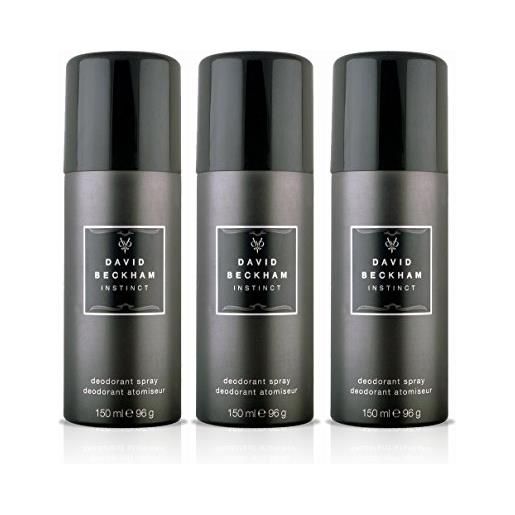 David Beckham instinct deodorante spray per il corpo, 150 ml (confezione da 3)