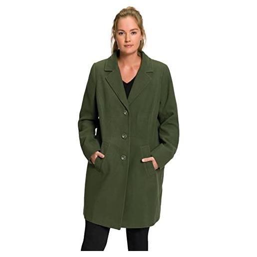 ULLA POPKEN, donna, taglie grandi, cappotto con colletto a risvolto, verde, 58