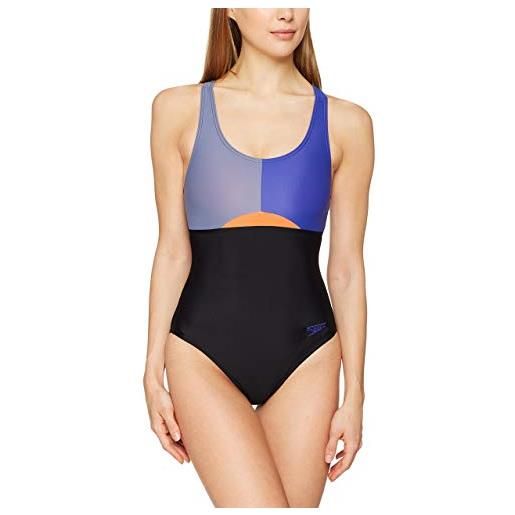 Speedo hydr. Active swimsuit, costume da bagno donna, nero (black/vita grey/ultramarine), 36 (it 46)