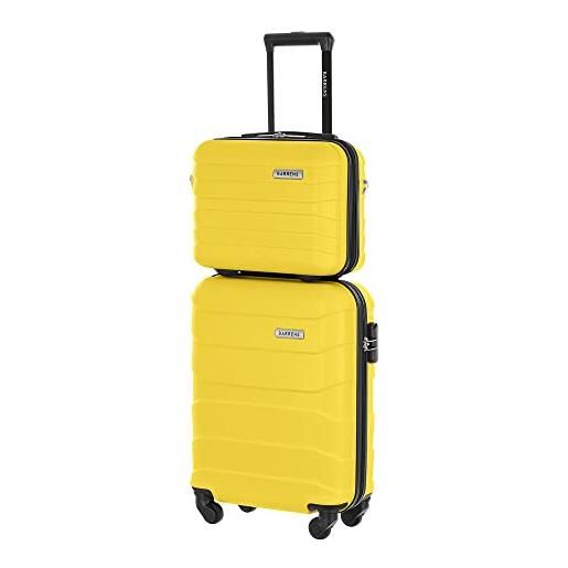 BARRENS. Set valigia da cabina + valigetta cosmetica | bagaglio a mano | valigia da cabina 55x40x20cm 34l | valigetta cosmetica31x35x18cm 17l | materiale abs resistente | giallo