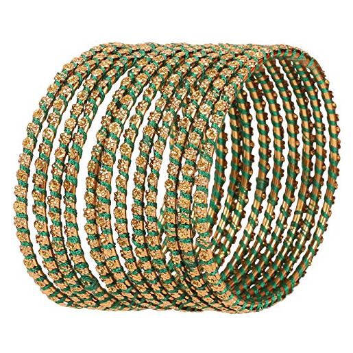Touchstone new silk thread bangle collection indian bollywood hand woven silk thread rhinestone designer jewelry bracelets bangle set of 12 for women. 