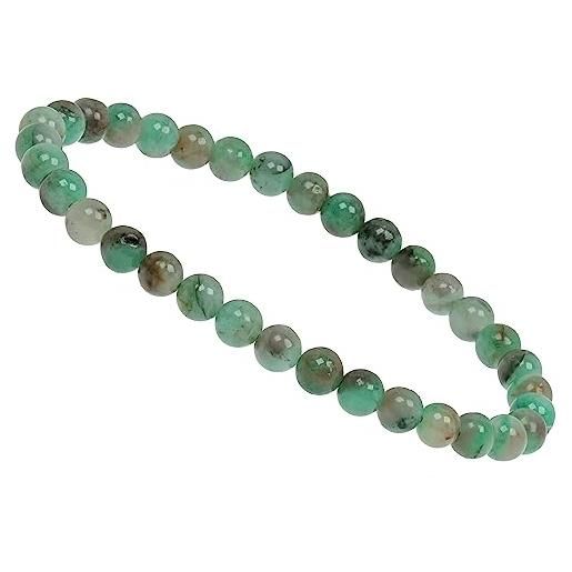 ELEDORO braccialetto chakra con perle di smeraldo colombiane, 6 mm, 17 cm, vero smeraldo non trattato dalla colombia, smeraldo