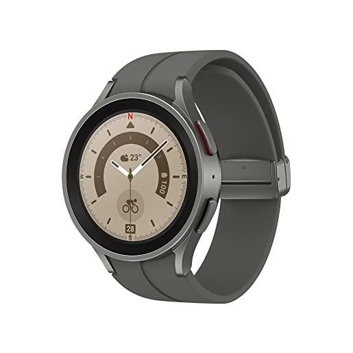 Samsung galaxy watch5 pro smartwatch, bluetooth, monitoraggio benessere, fitness tracker, batteria a lunga durata, grigio (gray titanium), 45 mm [versione italiana]