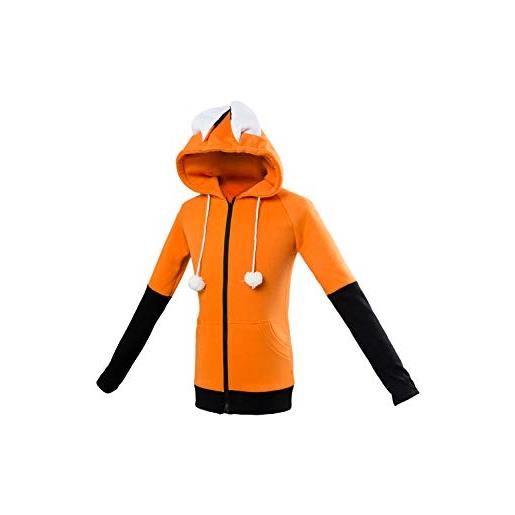 cultofmoon animal cosplay hoodie fox coniglio ears giacca unisex manica lunga arancione colorblock felpa arancione l