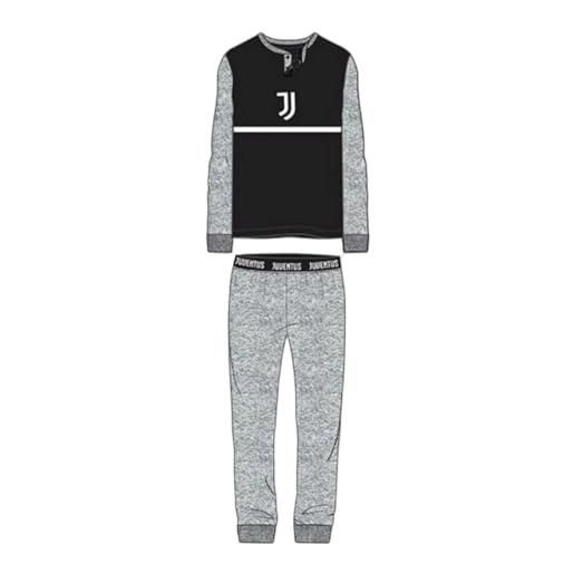 JUVENTUS pigiama junior homewear football prodotto ufficiale interlock 100% cotone caldo pigiama serafino manica e pantalone lungo idea regalo originale (16, grigio mel)