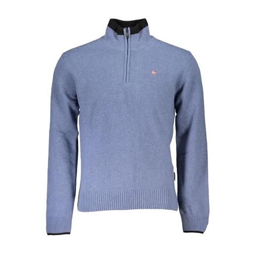 NAPAPIJRI maglione uomo mezza zip con collo alto, pullover uomo firmato (xxl, azzurro)