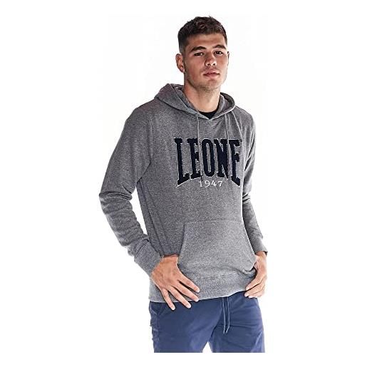 LEONE 1947 leone - felpa da uomo cappuccio e tascone logo grande college - medium grey melange (05), xl